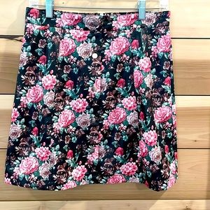 Modcloth floral fake leather skirt